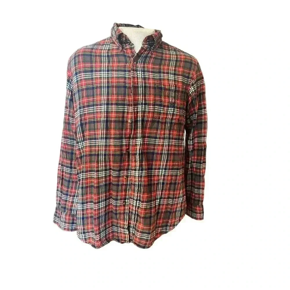 CHAPS 100% cotton flannel mens size medium red blue - Picture 5 of 5